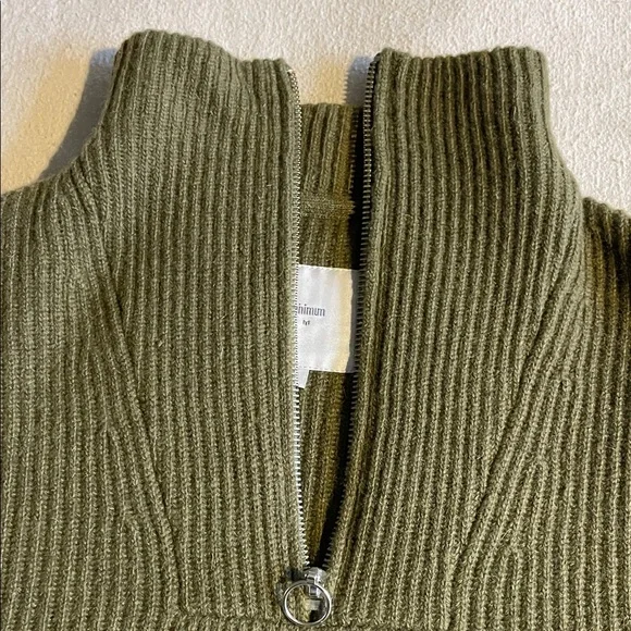 Minimum Olive Ribbed Zip Sweater - Picture 2 of 6